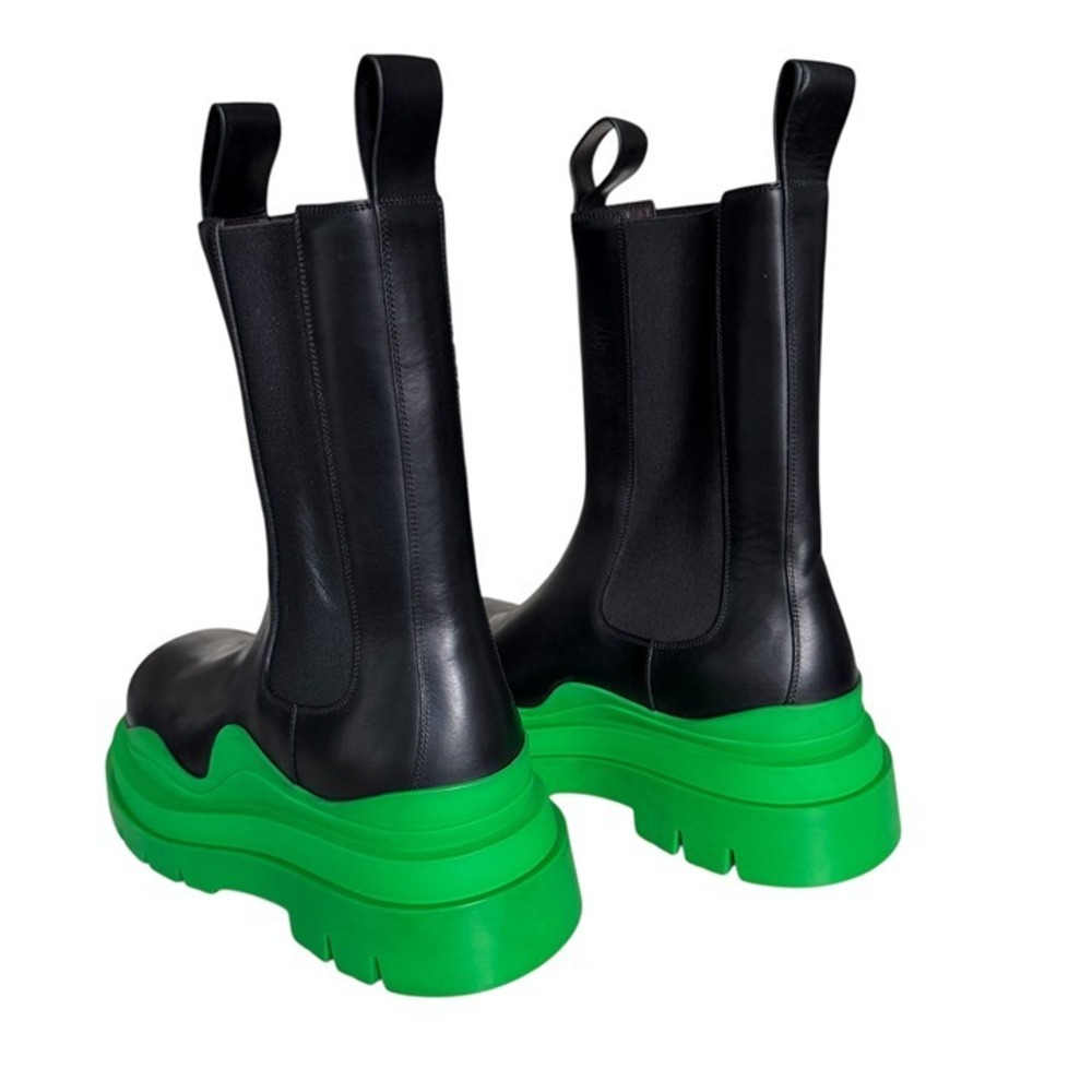 Bottega Veneta 630284 Military Calf Black Leather BV Green Black Tire Boots, 44+ - Picture 5 of 12